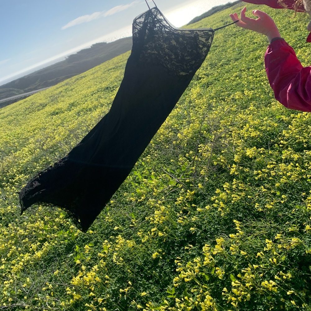 black slip dress